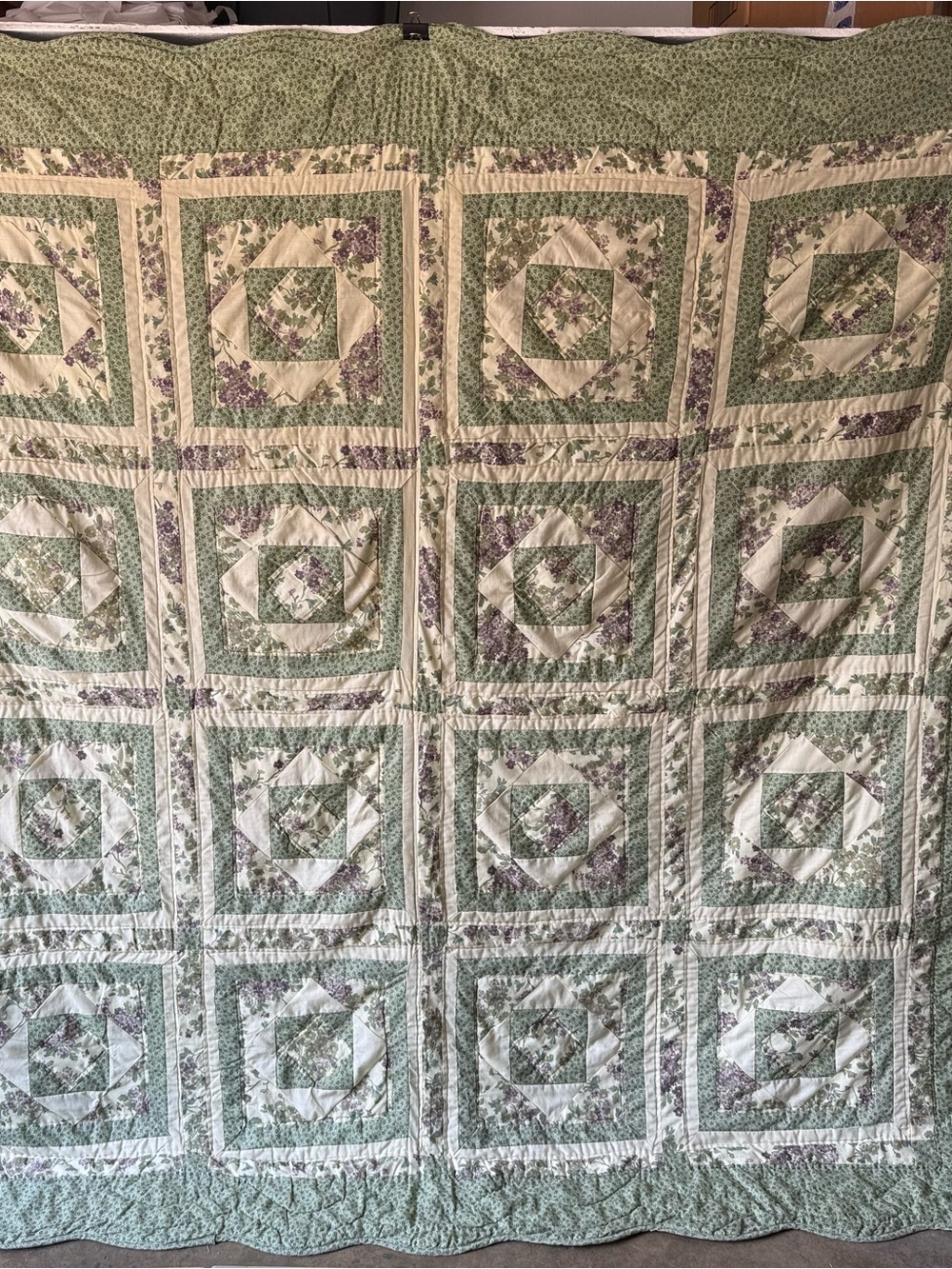 Vintage Floral Patchwork Quilt Full Queen 88x84 Cottagecore Handmade